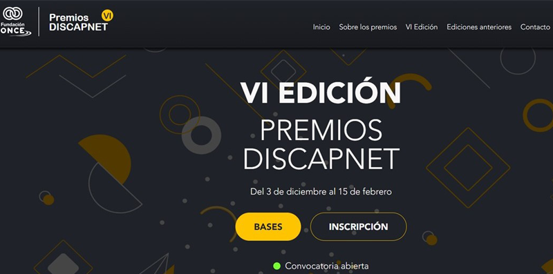 Imagen de Abierta la convocatoria de la VI edición de los Premios Discapnet de Fundación ONCE